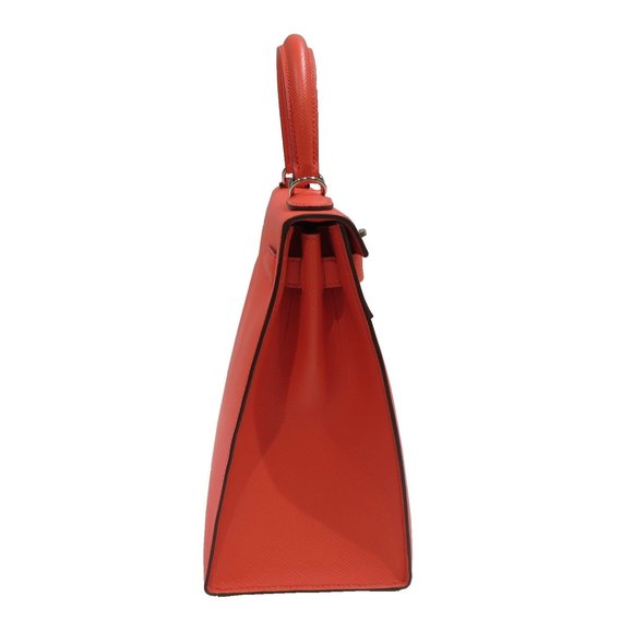 HERMES Kelly 28 Outer Stitching Handbag Rose Texas/Silver Hardware Epson U St... - Picture 4 of 16